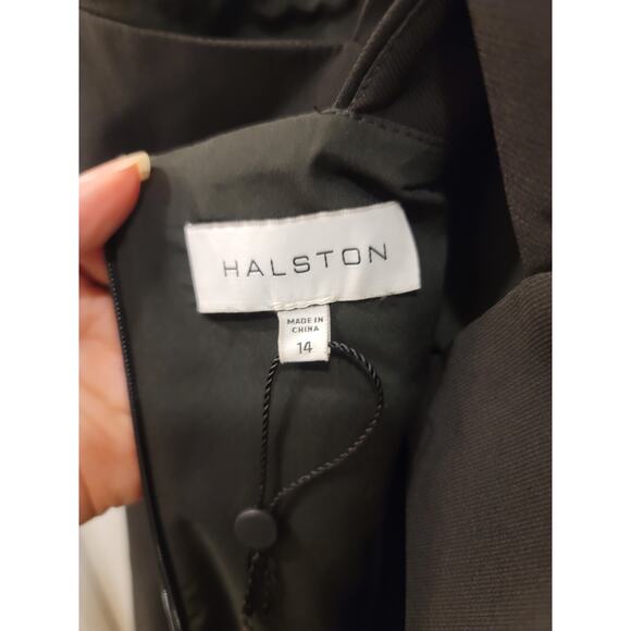 Halston Crossover Neck Black Cocktail Dress - Picture 4 of 7